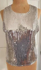 Rachel Zoe  Women’s Silver Sequin Tank Top Size Medium Holiday Evening