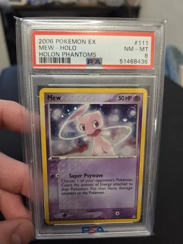 🌀 Swirl 2006 POKEMON EX HOLON PHANTOMS #111 MEW-HOLO PSA 8