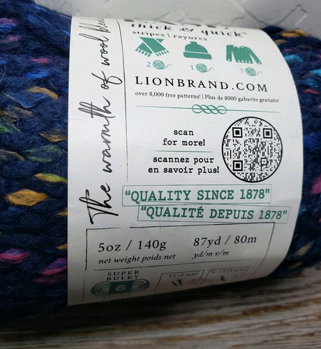 2 Skeins LION BRAND Wool Ease Yarn, Navy w Pastel TARTAN TWIST, 197 yd each - Picture 2 of 4