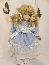 VINTAGE 1980'S KINNEX INT'L PORCELAIN DOLL SWING CECILY 16" LIMITED EDITION