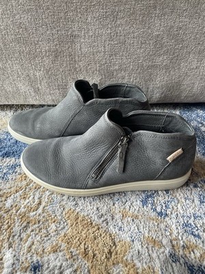ECCO Gray Leather Zip Sneaker Casual Shoes