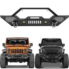 GARVEE Front Bumper for Jeep Wrangler JK/JKU 2007-2018 , LED Lights, D-Rings