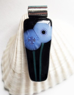 Handcrafted Fused Glass PERIWINKLE Flower Pendant