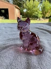 VINTAGE Fenton Rose Pink Art Glass Cat Figure Vintage