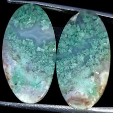 18.70Cts A Natural Aqua Chalcedony Pair Oval Cabochon Gemstone 12X23X3MM