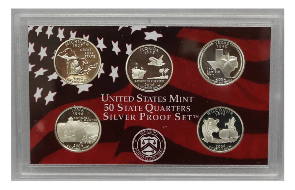 US Mint 50 State Quarters Silver Proof 2004 Set With Box and COA Uncirculated  - Image 2 of 4