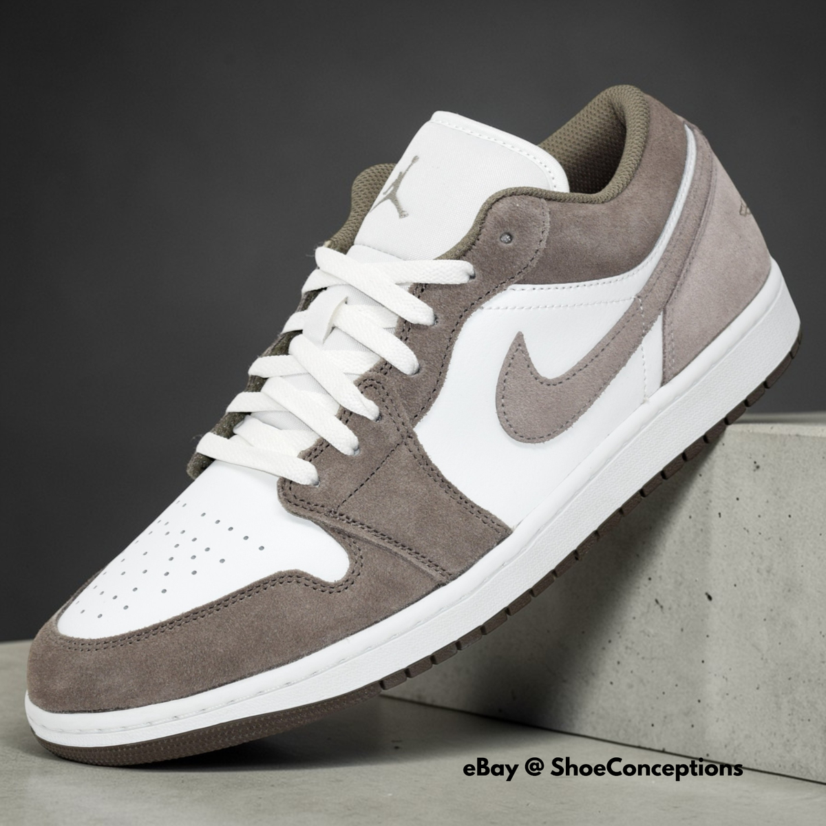 Nike Air Jordan 1 Low Shoes Olive Gray Enigma Stone 553558-046