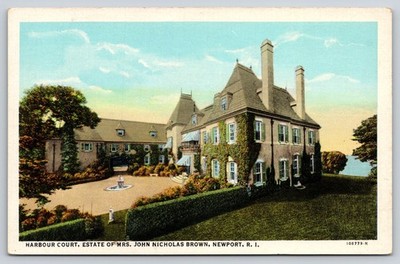 Newport Rhode Island~Mrs John Brown Estate~Harbour Court~Fountain~Ivy~Linen PC