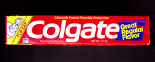 COLGATE Fluoride Toothpaste 7oz Great Regular Flavor Flip Cap Vintage Unopened