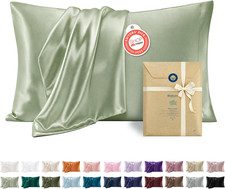 Bedsure Satin Pillowcases King Set of 2, Similar to Silk Pillow Cases Sage Red