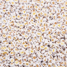 1000pcs 4x7mm Letter Beads, Acrylic Alphabet Beads A-Z Round 7mm x 4mm, White