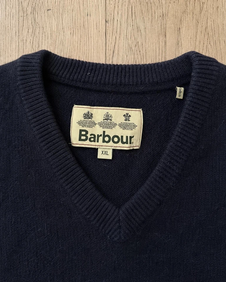 Barbour Pull Homme col V Vintage Laine Bleu marine Preppy British XXL - L #BS17 - Photo 4/4