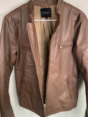 Lucky Brand Bonneville Racer Men Medium M Brown Real Leather