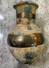 Vintage Hand Thrown Clay Studio Art Pottery Vase Speckleware Glaze 8.5” Tall