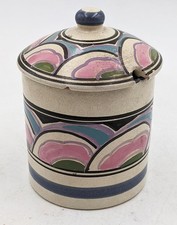 ART DECO COLLARD HONITON POTTERY DEVON CIRCULAR CONDIMENT POT c1930's