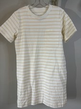 EVERLANE Ivory & Beige Stripe Organic Cotton T-Shirt Dress S Classic 