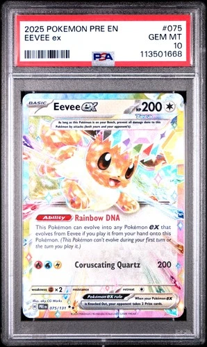 2025 POKEMON PRE EN-PRISMATIC EVOLUTIONS #075 EEVEE EX PSA 10
