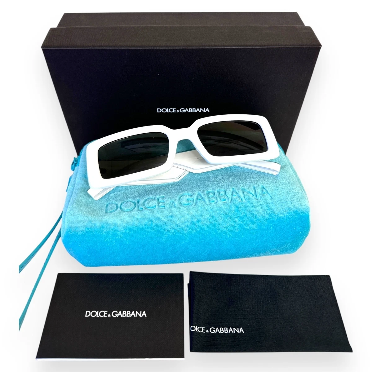 Dolce & Gabbana White and Blue Oversized Sunglasses with Case Amazon.com: Dolce & Gabbana Sunglasses DG 4411 337119 White  main image 4