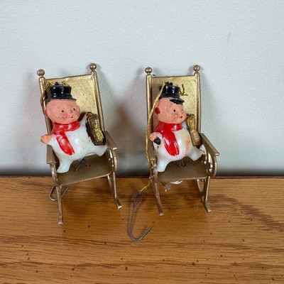 Vintage Mr Snowman in Rocking Chair Christmas Ornament Hong Kong