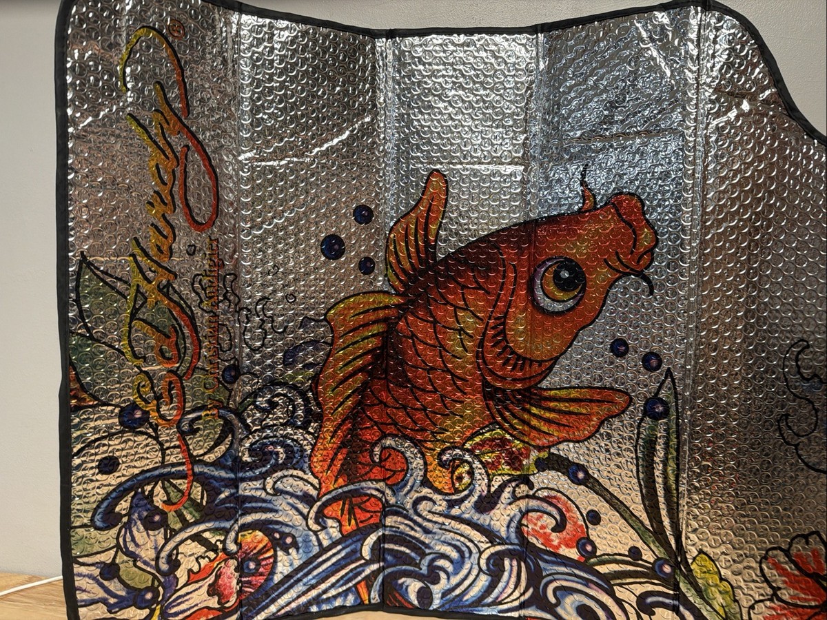 ed hardy koi fish car accessories Vintage Ed Hardy Car Window Shield Heat Windshield Shade Cover Koi Fish  Graphic