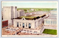 New York City NYC Birdseye View New Grand Central Terminal Development Postcard