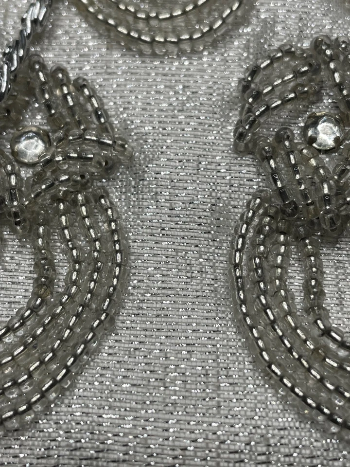 Винтажный Walborg белый Simmer бисером Дамская сумка сумочка посеребренные застежки Гонконг - Изображение 4 из 4