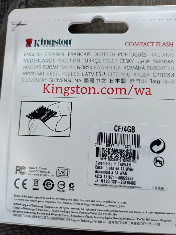KINGSTON 4GB COMPACT FLASH MEMORY CF CARD CF/4GB - Image 2 of 2