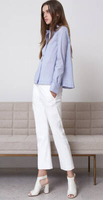 NWT $277 ALEXIS ''FLO'' BLUE PINSTRIPE 3 BUTTON DRESS CAREER SHIRT M