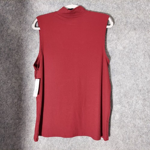 No Boundaries Top 2XL Ribbed Knit Mock Neck Sleeveless Burgundy Stretch Casual - Picture 6 of 10