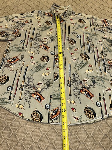 Natural Issue Mens Medium Fishing Button Up Shirt Fishing Rod Reel Lure Camp Dad - Picture 11 of 22