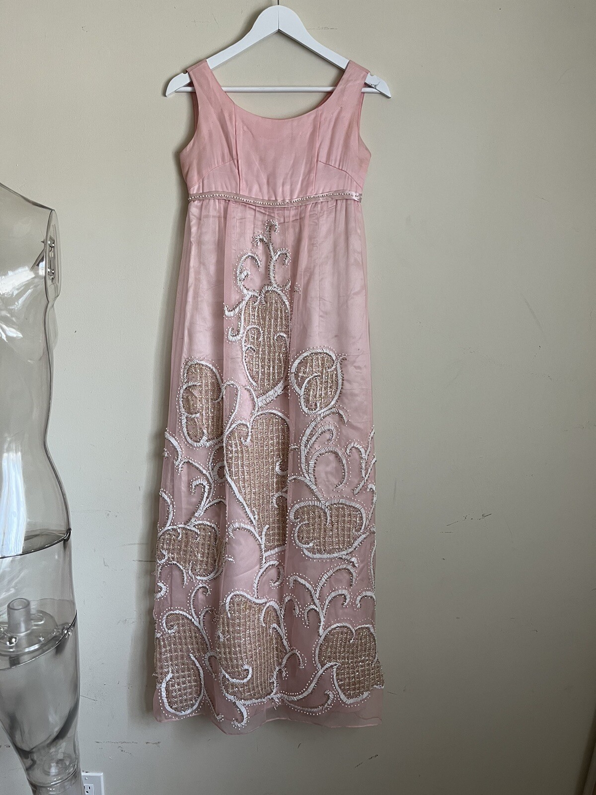 1960s Fully Beaded & Sequin Pink Gown main image 0