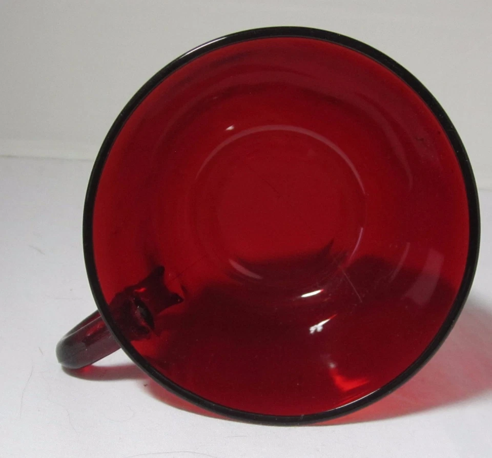 Taza de café de té de vidrio rojo rubí de la depresión USADA Foto 3 de 4