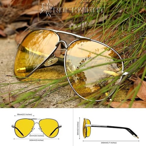 Aviator Tac Night Vision Driving Glasses for Men Women Polarized HD Sunglasses - Picture 4 of 9
