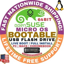 OpenSUSE MICRO LINUX OS Bootable USB Live Boot, Installer 64-Bit | Mac/PC