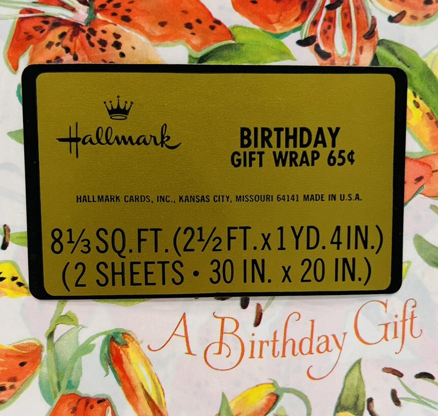 Papel de envolver regalo lirio tigre floral feliz cumpleaños sello vintage nuevo Foto 4 de 4