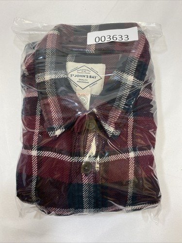 St Johns Bay Plaid Chamois Warm Shacket Shirt Men's XL Red Long Sleeve Button Up - Picture 6 of 6