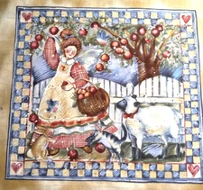 Everyday Angels Susan Winget Fabric Panels Primitive Garden Orchard Sheep #7