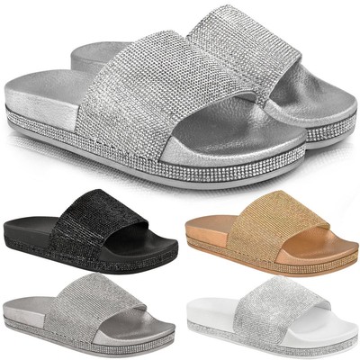 womens sparkly sliders