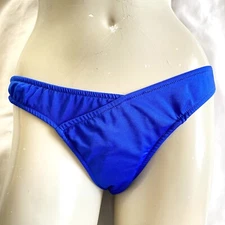 Vintage 80s 1980s Hi Cut Blue Beach Bikini Bottoms Swimsuit Bottom S/M Sundancer