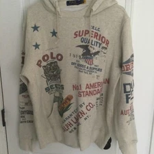 Polo Ralph Lauren Hoodie Mens Large Sweatshirt, RL Dry goods,seed Ads, Graphics