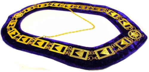 NUOVO Collare Catena Massonica 33° Grado Rito Scozzese Gioiello Regalia Velluto Viola - Foto 3 di 6