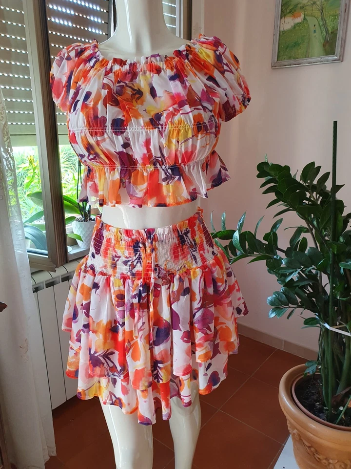 Y- Clù set completo estivo Top E Gonna Stampa Multicolore Taglia S/IT 40 Ragazza - Immagine 3 di 4