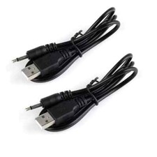 2x 3.5mm Male AUX Audio Jack To USB 2.0 Male Charge Cable Adapter Cord Black 3Ft
