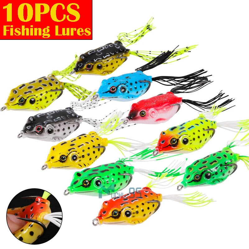 10pcs Frog Soft Lures for Saltwater Freshwater Trout Bass Salmon Fishing  lures