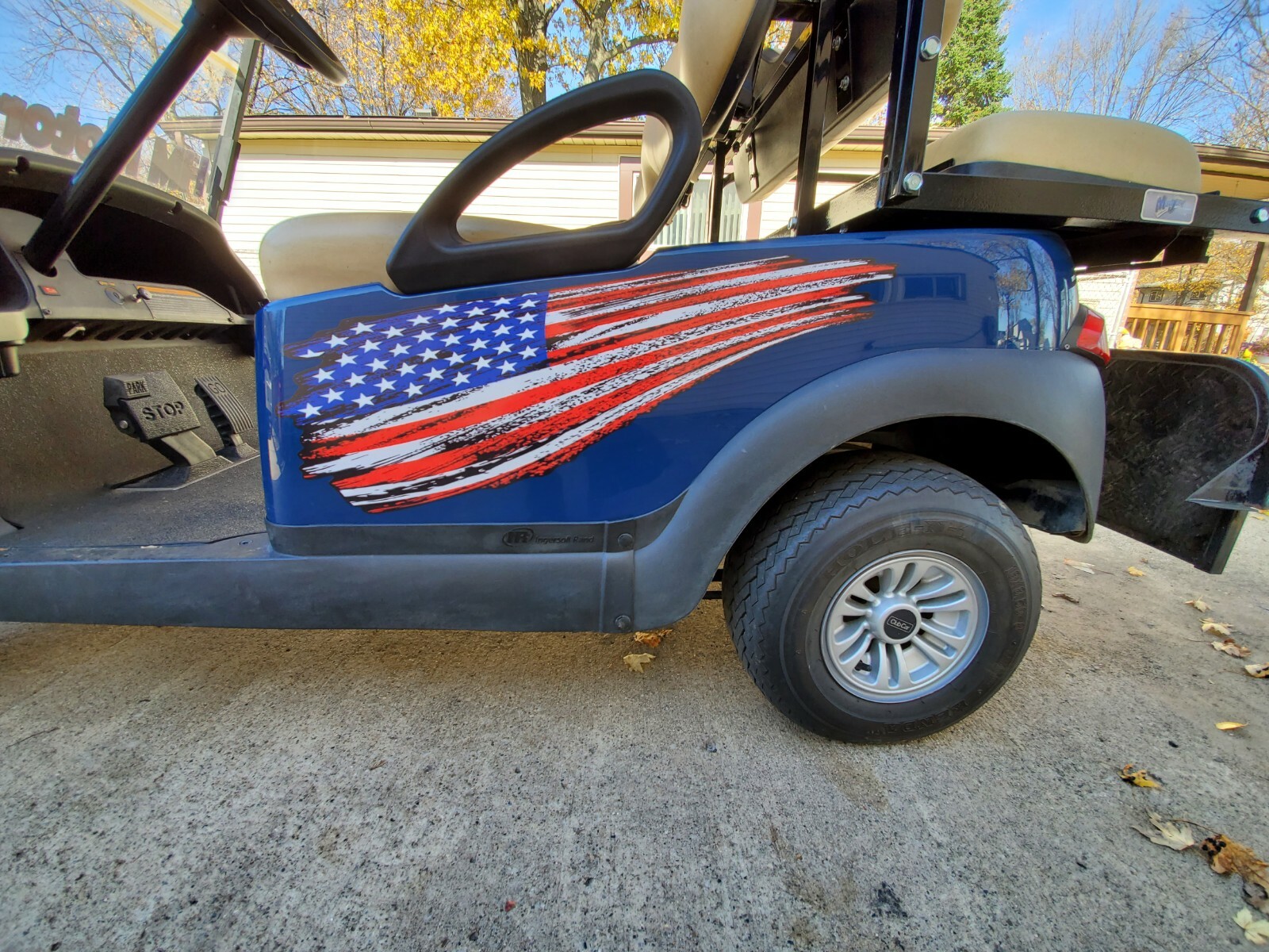 Brushed American Flag Stripes Large Pair decal 30" x 10" each Golf Cart