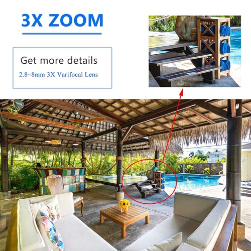HIKVISION Compatible 4K 8MP 3XZOOM Varifocal POE IR Seguridad CÁMARA IP Torreta - Imagen 7 de 16