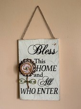 Bless this Home And All Who Enter Sign Wood Wall Decor. Size 11.81"x 7.87"