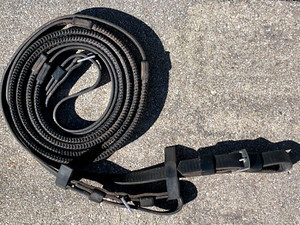 English Bridle Reins Replacements, Black Beta and Rubber Grip - Full Size Horse