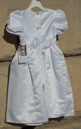 Jolene Brighton Beauty White Satin Flower Girl Dress Communion Baptism Wedding 5 - Picture 4 of 7