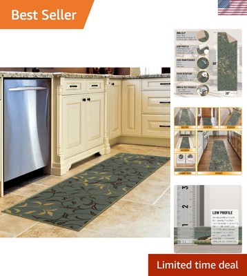 Elegant 20'' x 59'' Low Pile Leaves Design Runner - Ideal for High Traffic Areas